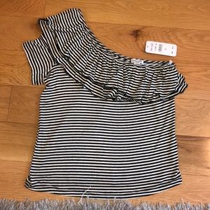 Striped one off the shoulder shirt